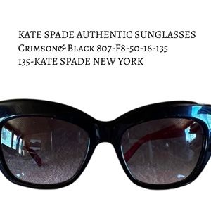 KATE SPADE AUTHENTIC Crimson and Black sunglasses.Size Small
